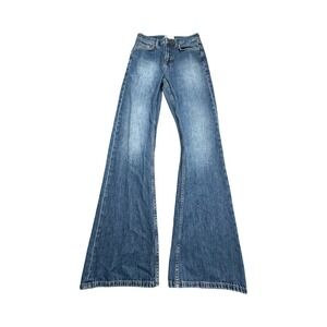 ASOS DESIGN Jeans Women W28 L32 Blue Flare Leg High Rise 100% Cotton Denim Retro